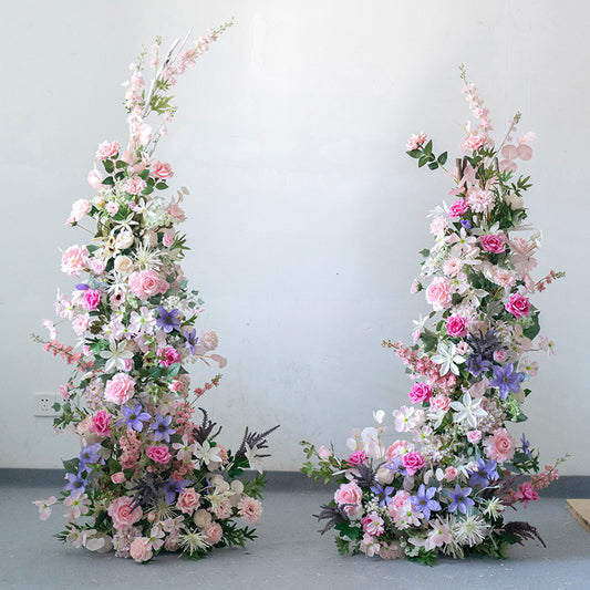 Wedding Arch Purple Baby Pink Artificial Floral,Flower Arrrangement Wedding Pillar Flower,Stage Home Decor