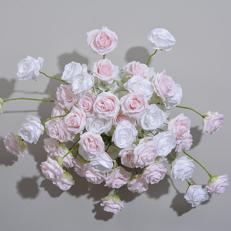 Baby Pink White Roses Flower Arrangement,Dinner Business Decoration,Artificial Flower Arrangement