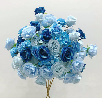 Blue Rose Table Runner,Wedding Centerpiece,Flower Ball Match Garland  Flower Wreath Decor