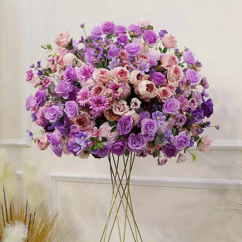 Purple Artifical Rose Flower Ball,Wedding Floral Centerpiece,Floral Ball Dinner Party Home Business Decor