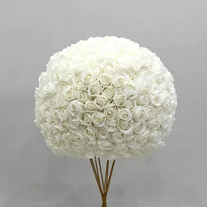 White Ivory Table Runner,Wedding Centerpiece,Flower Ball Stand Decoration Rose Butterfly Orchid Ball Home Decoration Artificial Flowers