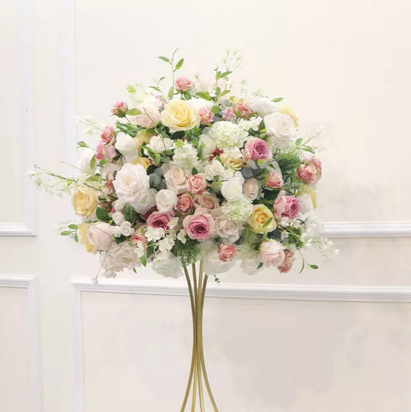 Blush Pink,Ivory Artificial Flower Ball,Floral Table Centerpiece,Wedding Dinner Party Home Business Decor