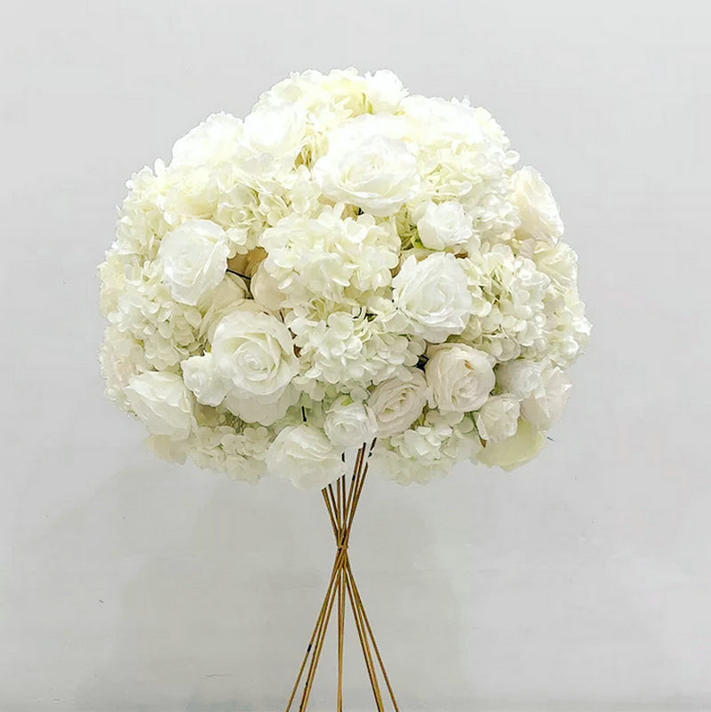 White Ivory Table Runner,Wedding Centerpiece,Flower Ball Stand Decoration Rose Butterfly Orchid Ball Home Decoration Artificial Flowers