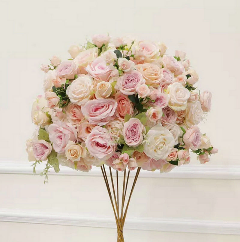 Ice Cream White Flower Ball,Light Pink Wedding Centrepiece,Rose Flower Table Runner,Wedding Table Centrepiece