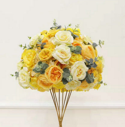 Yellow Artificial Flower Ball,Wedding Floral Table Centerpiece,Dinner Party Road Lead Flower Ball