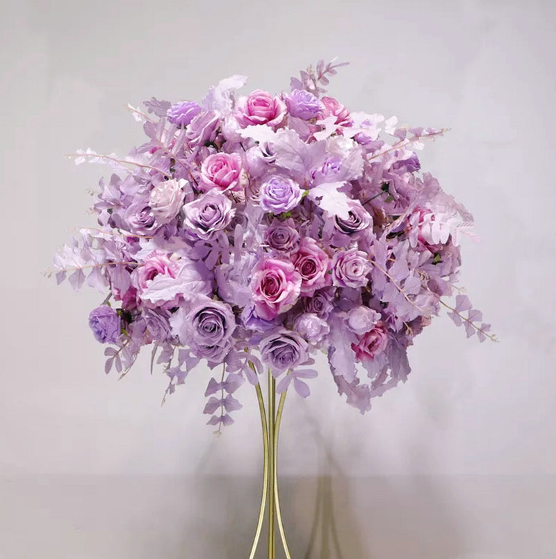 Purple Artifical Rose Flower Ball,Wedding Floral Centerpiece,Floral Ball Dinner Party Home Business Decor