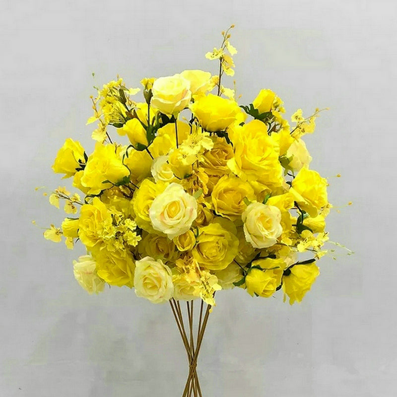 Yellow Artificial Flower Ball,Wedding Floral Table Centerpiece,Dinner Party Road Lead Flower Ball