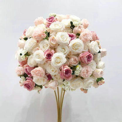 Ice Cream White Flower Ball,Light Pink Wedding Centrepiece,Rose Flower Table Runner,Wedding Table Centrepiece