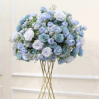 Blue Rose Table Runner,Wedding Centerpiece,Flower Ball Match Garland  Flower Wreath Decor