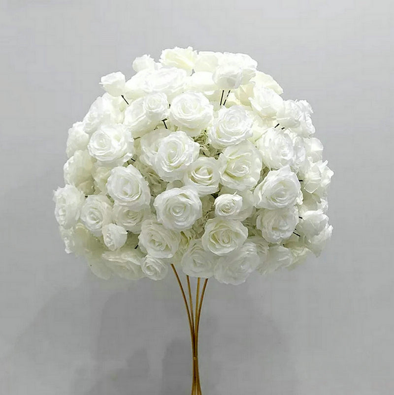 White Ivory Table Runner,Wedding Centerpiece,Flower Ball Stand Decoration Rose Butterfly Orchid Ball Home Decoration Artificial Flowers