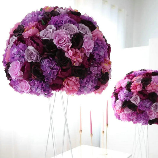 Purple Burgundy Rose Artificial Flower Ball,Wedding Table Centerpieces,Dinner Business Decor