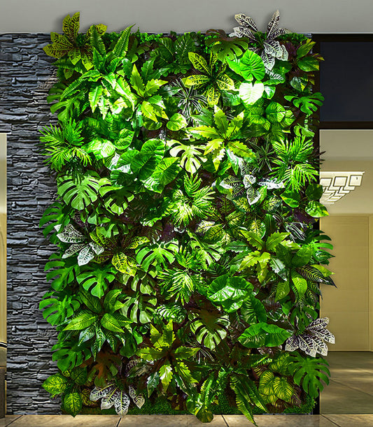 Mixing Green Leaves Wall Decors Background Artificial Plant Wall Custom Plant Panels