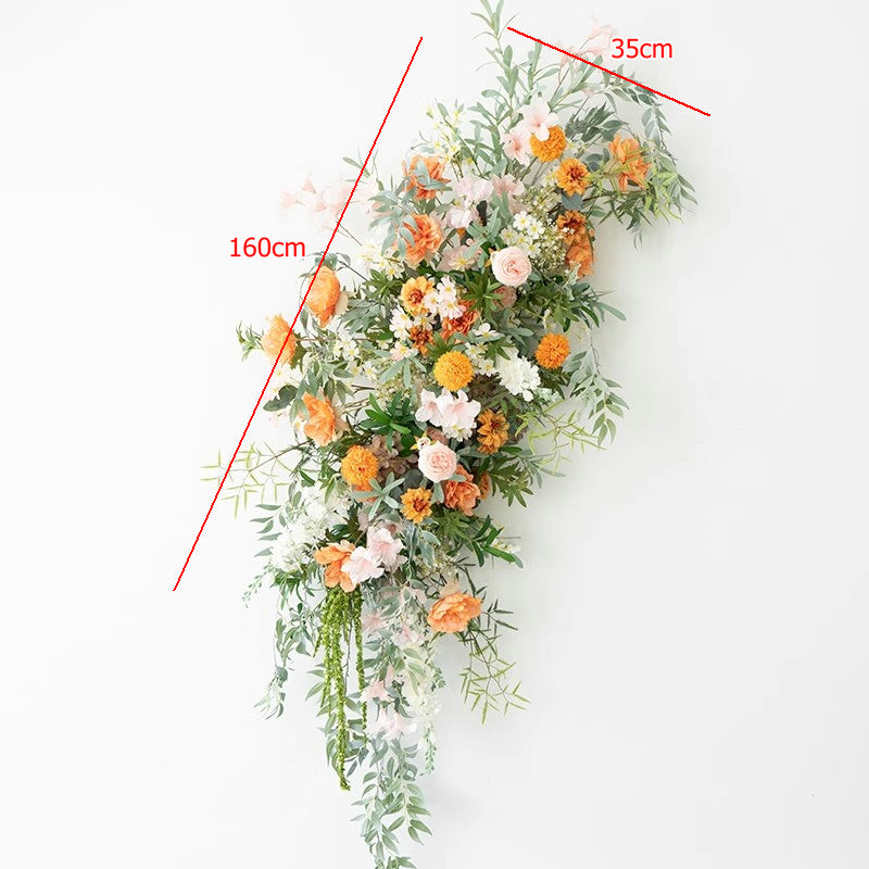 Burnt Orange,Baby Pink Flower Row,Artificial Wedding Flower Garland,Wedding Centerpiece,Home Party Decor