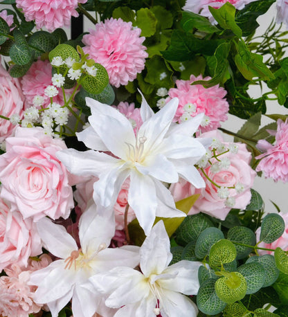 Baby Pink, Peach, Green Plants Flower Garland, Wedding Engagement Bridal Shower Backdrop Decoration