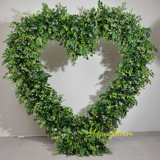 Heart-Shaped Frame Greenery Archway Flower Arrangement Restaurant Entrance Background Decor