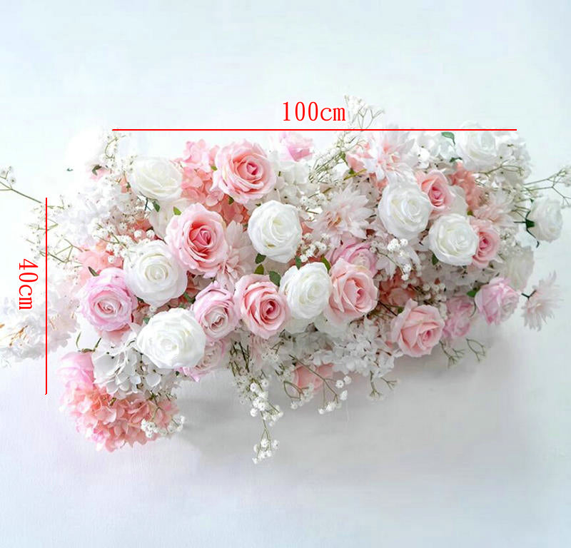 White Ivory Rose Flower Row,Artificial Hang Flowers,Wedding Flower Table Runner,Marriage Party Decor