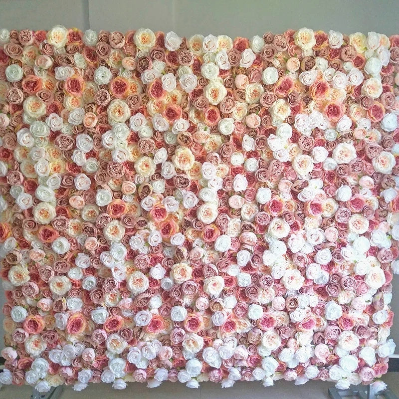 Ivory Champagne Pink Blush Rose Flower Wall Background Wedding Event Birthday Baby Shower Floral Panel