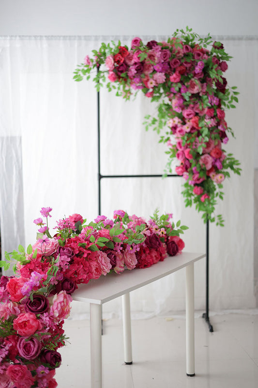 Deep Pink, Hot Pink Wedding, Bridal Shower Backdrop Decoration Flower Arrangement