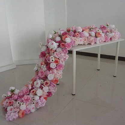 Peach Artificial Flower Runner, Wedding, Bridal Shower Backdrop Decoration Flower Arrangement