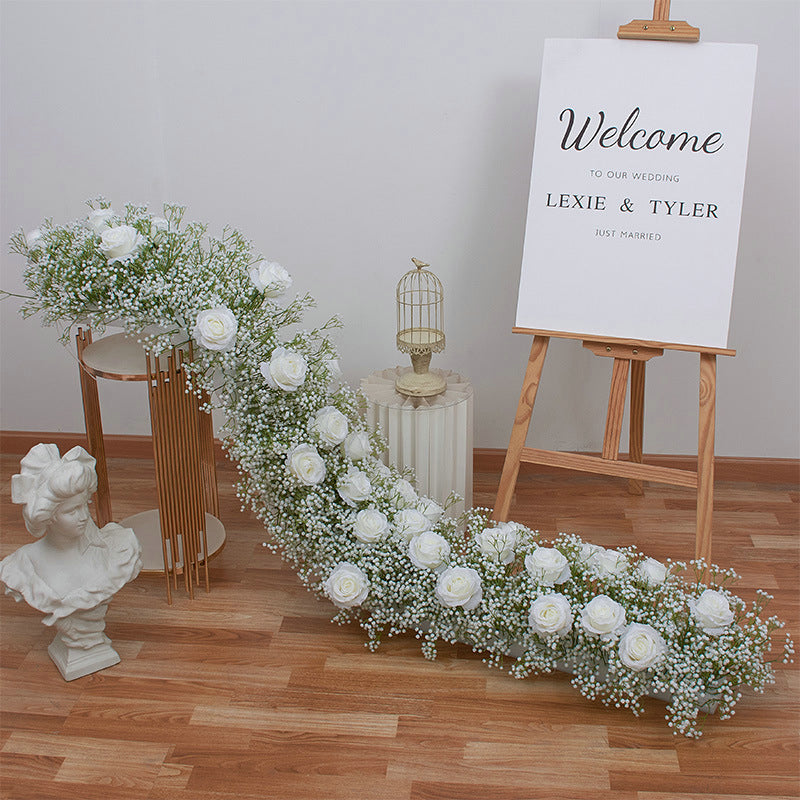 Gypsophila Roses Flower Arrangement,Artificial Flower Row,Dinner Business Decoration