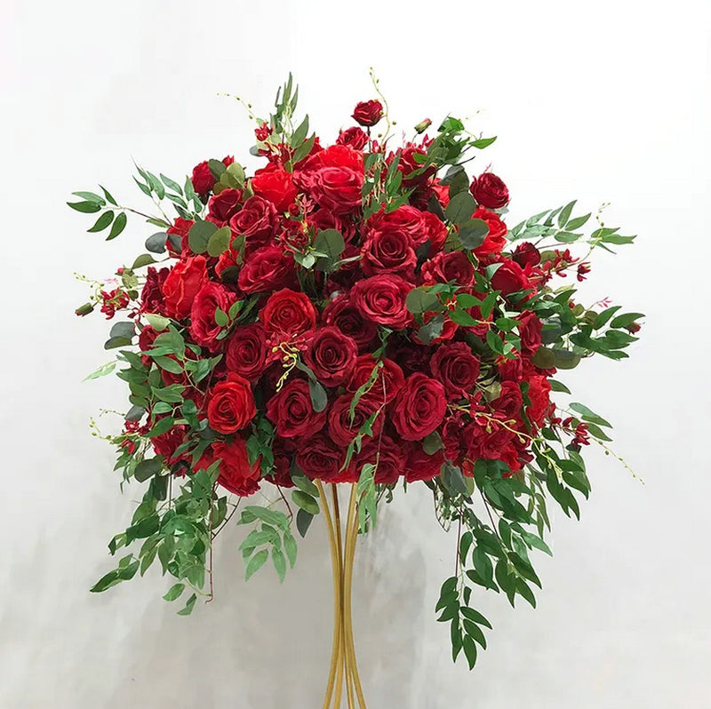 Burgundy Red Rose Eucalyptus Flower Ball,Wedding Centrepiece,Floral Table Centerpiece,Floral Ball Party Home Decor