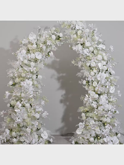 Wedding Archway Flowers, White, Ivory with Greenery Flower Swag for Arch, Wedding Backdrop, Customize Flower