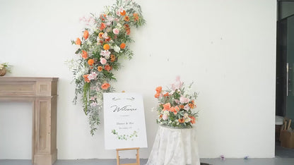 Burnt Orange,Baby Pink Flower Row,Artificial Wedding Flower Garland,Wedding Centerpiece,Home Party Decor