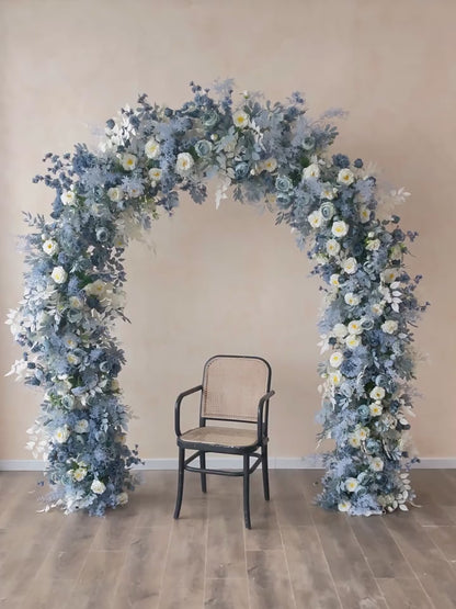 Artificial Greyblue White Archway Flowers,Silk Flower Row,Wedding Event Floral Arrangement