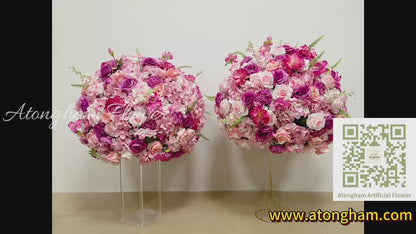 Violet Wedding Flower Ball Restaurant Dining Table Flower Centerpiece Dinner Party Backdrop Decor