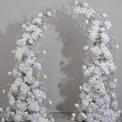 Custom Ivory Rose, Hydrangea, Babysbreath Flowers Garland, Wedding Party Archway Flower, Photo Booth Backdrop Decor