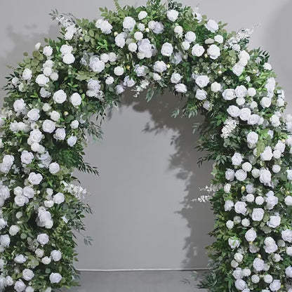 Cream Archway Flower Garland with Greenery, Wedding, Engagement Party Arch Flower, Photo Booth Backdrop Decor, Custom Various Sizes