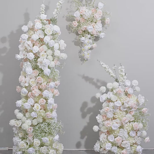 Pale Pink, Ivory, Cream Rose, Hydrangea, Babysbreath Flowers Garland, Wedding Party Arch Flower, Photo Booth Backdrop Decor