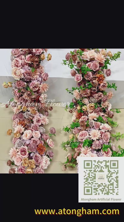 Terracotta Wedding Reception Flower Runner Floor Flower Engagement Bridal Shower Backdrop Decoration