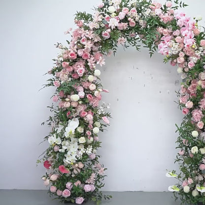 Bright Pink Archway Flower Garland,Artificial Flower Row Wedding Arch Backdrop Decor, Custom Any Size