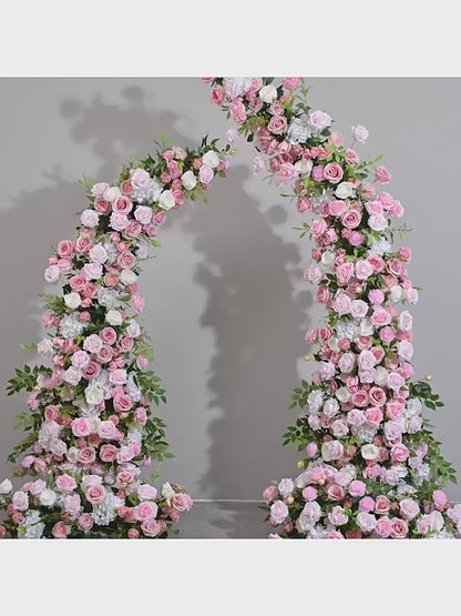 Blush Pink 3D Artificial Archway Flower Garland, Wedding Road Lead Flower Runner, Wedding Birthday Party Baby Shower Backdrop Decoration