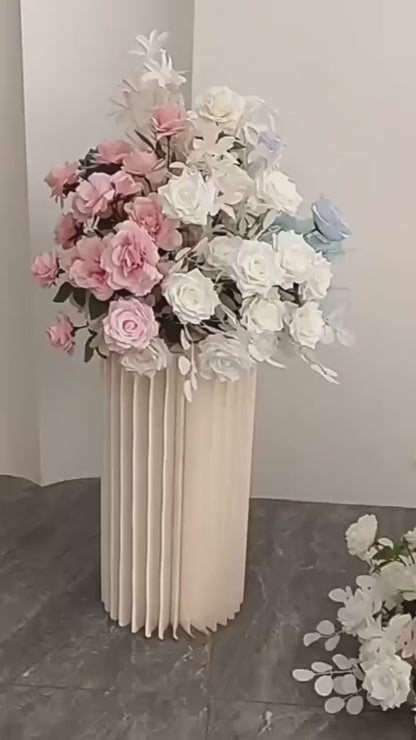 Artificial Light Pink, Sky Blue, Ivory Flower Row, Flower Centerpiece, Wedding Reception Table Runner