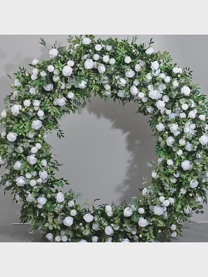 Artificial Greenery, White Round Archway Flower, Circle Wedding Engagement Ceremony Reception Flower Garland