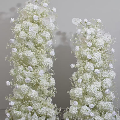 Ivory Rose, Hydrangea, Babysbreath Flowers Garland, Wedding Party Arch Flower, Photo Booth Backdrop Decor