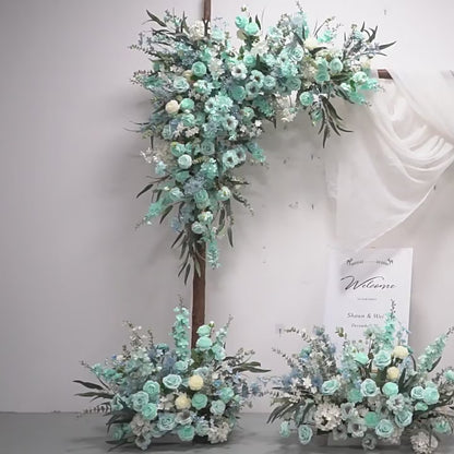 Tiffany Blue Arch Flowers,Artificial Floral Row,Wedding Backdrop,Wedding Pillar Flower,Party Decor Flower Arch