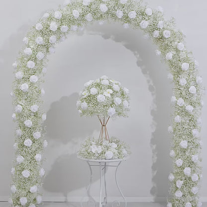 Babysbreath, Ivory Rose Wedding Engagement Party Background Flower, Photo Booth Backdrop Decoration Accessories