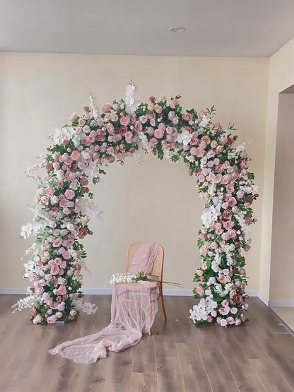 Dusty Pink Flower,White Phalaenopsis Arch Flower Backdrop,Wedding Engagement Backdrop,Flower Garland