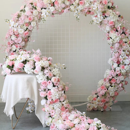 Baby Pink White Flowers Arrangement,Wedding Engagement Party Arch Flower,Photography Backdrop