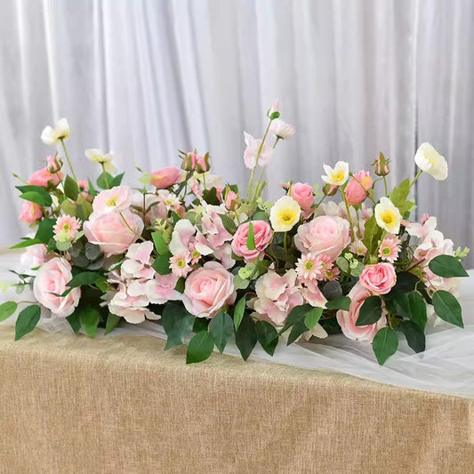 Artificial Light Pink Leaf Flower Runner,Wedding Floral Arrangement,Flower Row