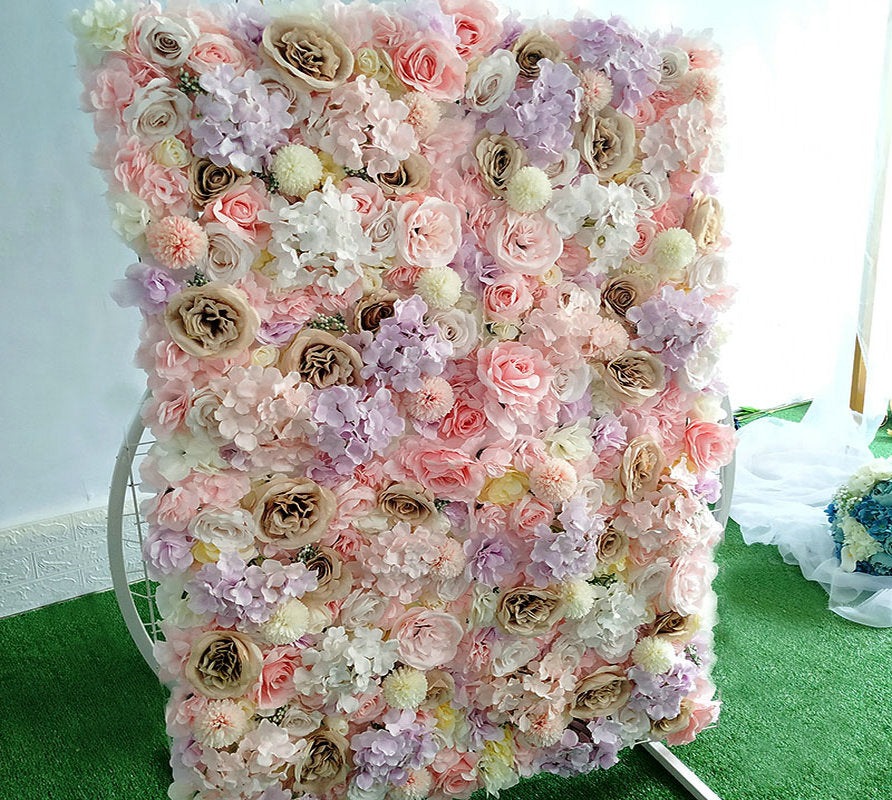 Lovely Baby Pink Purple Ivory Rose Flowers Wall Background Wedding Birthday Baby Shower Custom Flowers