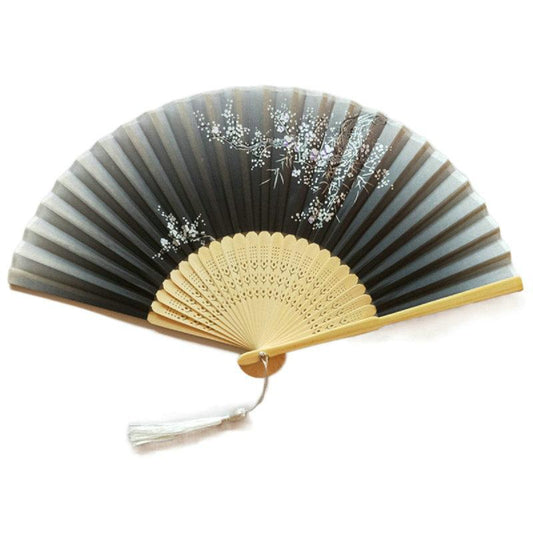 Black Custom Text Floral Silk Folding Fans for Bridal Shower Floral Silk Fans Wedding Favors