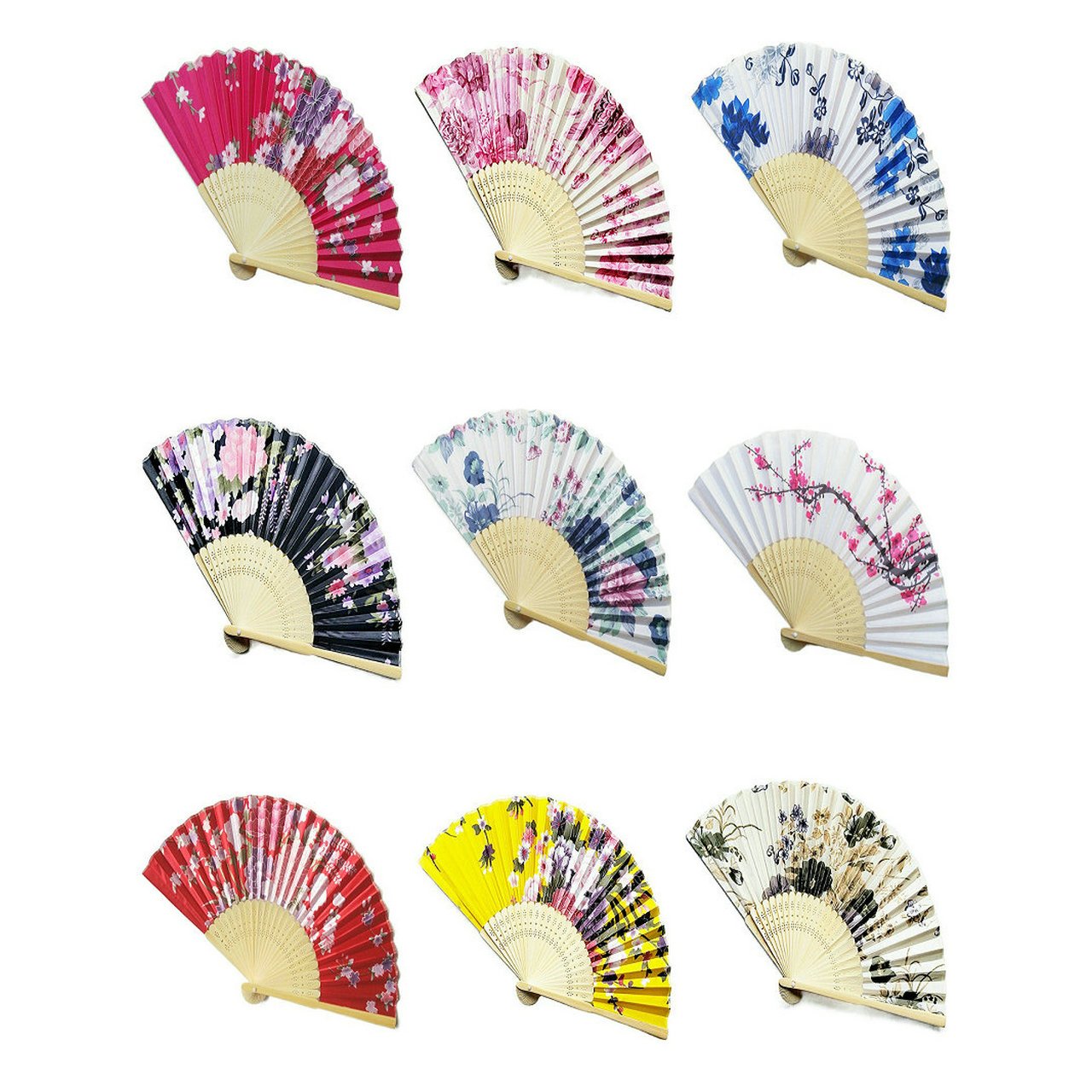 Rose Red Engraved Folding Fan Silk Floral Fans Wedding Favors Party Gifts