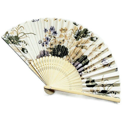 Black Engraved Folding Fan Silk Floral Fans Wedding Favors Party Gifts