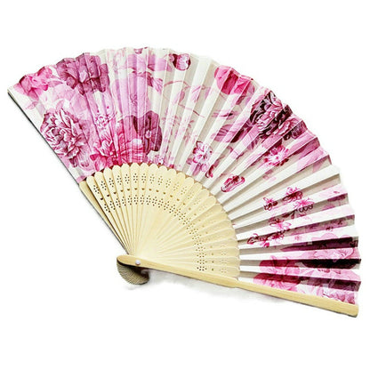 Black Engraved Folding Fan Silk Floral Fans Wedding Favors Party Gifts