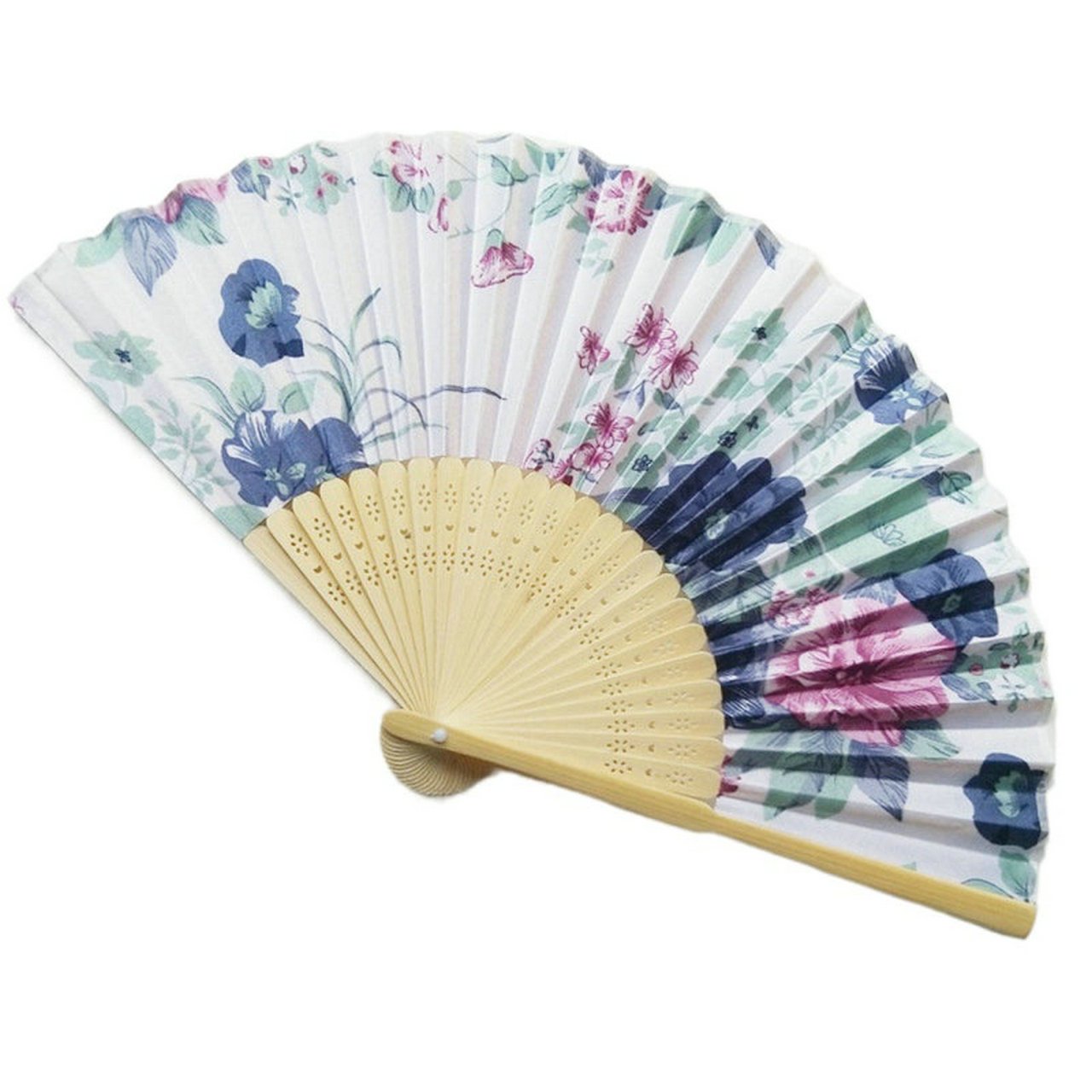 Rose Red Engraved Folding Fan Silk Floral Fans Wedding Favors Party Gifts