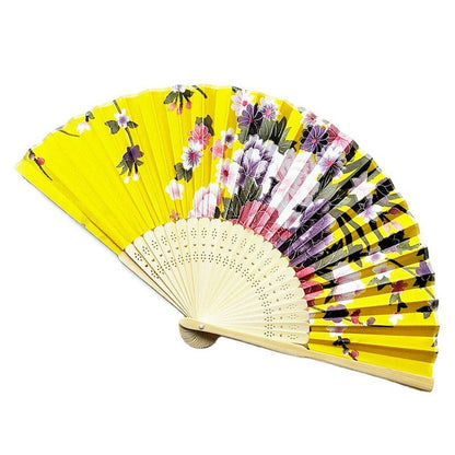 Black Engraved Folding Fan Silk Floral Fans Wedding Favors Party Gifts